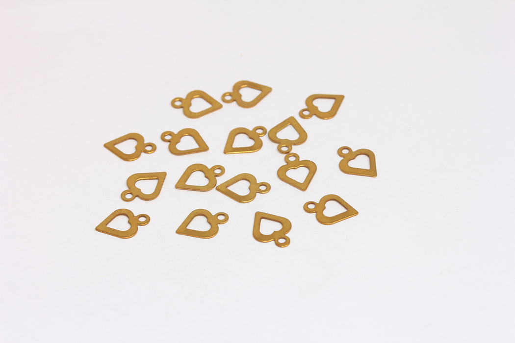 8x10mm Raw Brass Heart Beads, Cut Out Heart Charms, Outline Heart Charm, Bracelet Beads,FNL87