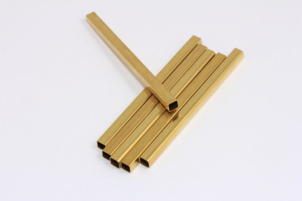 4x60mm Raw Brass Square Tubes, Spacer Beads, Square Tube Charms, Bracelet Connector, AE7