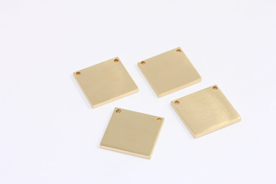 20mm Raw Brass Square Charms, Square Disc Beads, Stamping Blank, Two Hole Square Disc, TBR47