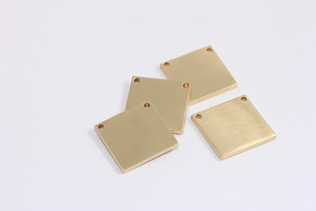 20mm Raw Brass Square Charms, Square Disc Beads, Stamping Blank, Two Hole Square Disc, TBR47