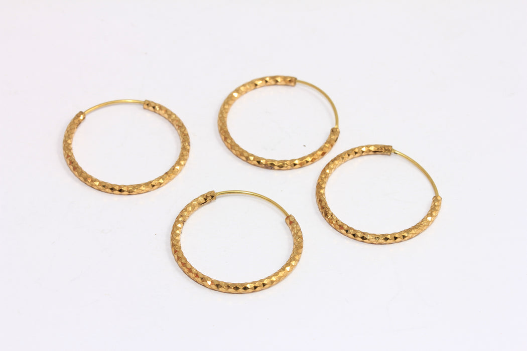 26mm Raw Brass Hoop Earrings, Textured Brass Dangle Earrings, Midi Hammered Hoops, AE21