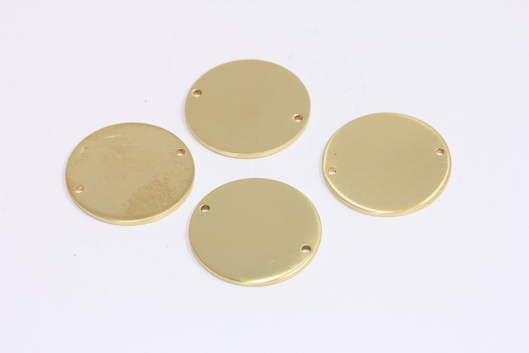 25mm Raw Brass Disc Charm, Two Hole Coins, Stamping Tag, Personalized Charm, TBP45