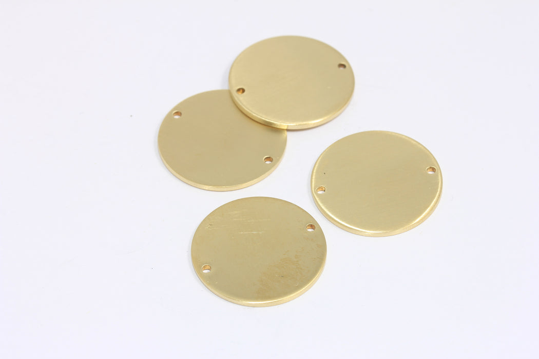 25mm Raw Brass Disc Charm, Two Hole Coins, Stamping Tag, Personalized Charm, TBP45