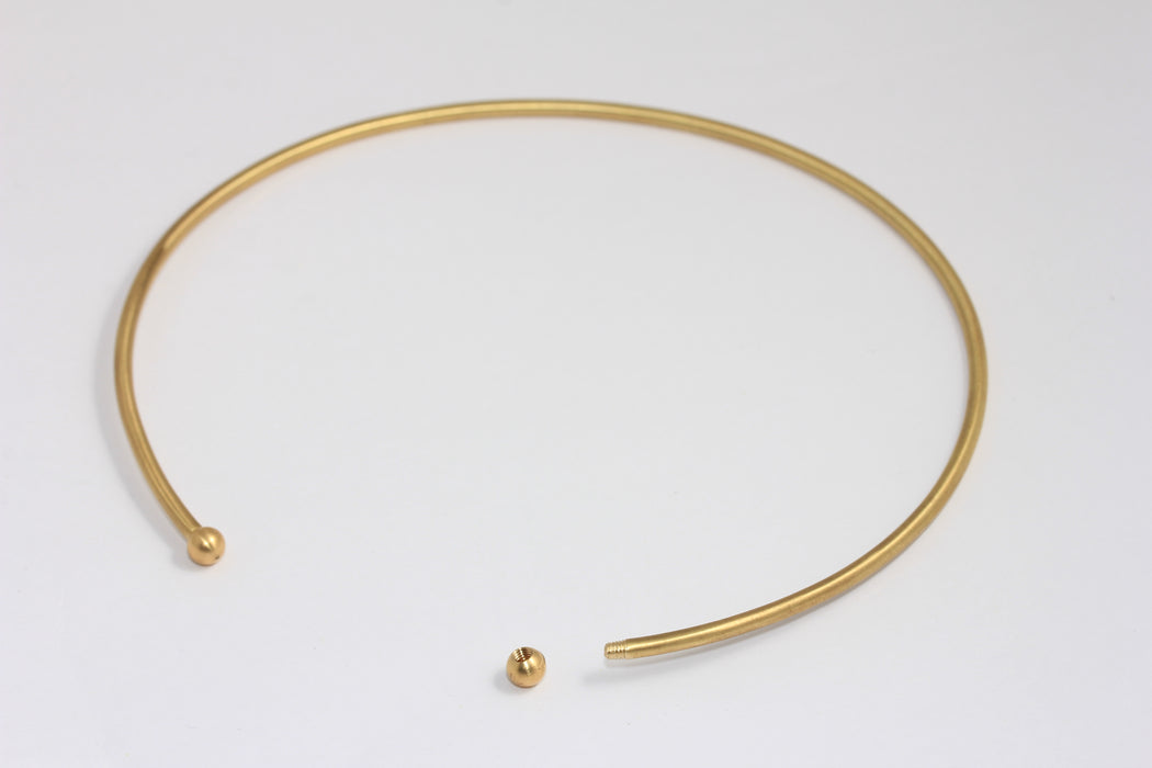 3mm Raw Brass Choker Necklace, Open Cuff Necklace, Tiny Brass Stacking Necklace, Wire Neck Cuff, BXB186-8