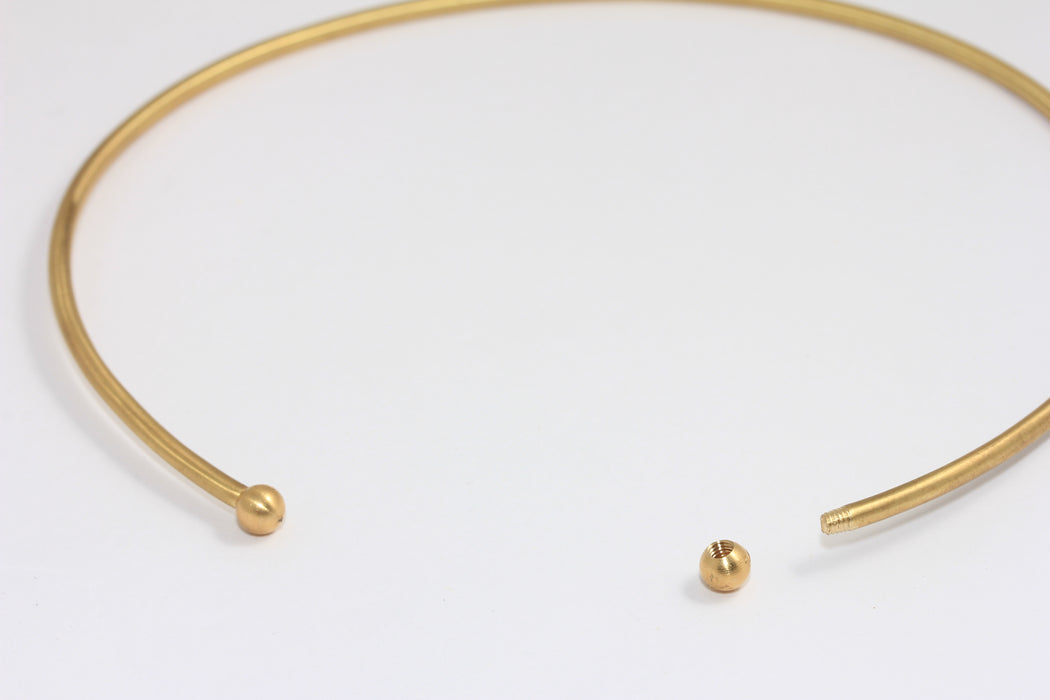 3mm Raw Brass Choker Necklace, Open Cuff Necklace, Tiny Brass Stacking Necklace, Wire Neck Cuff, BXB186-8