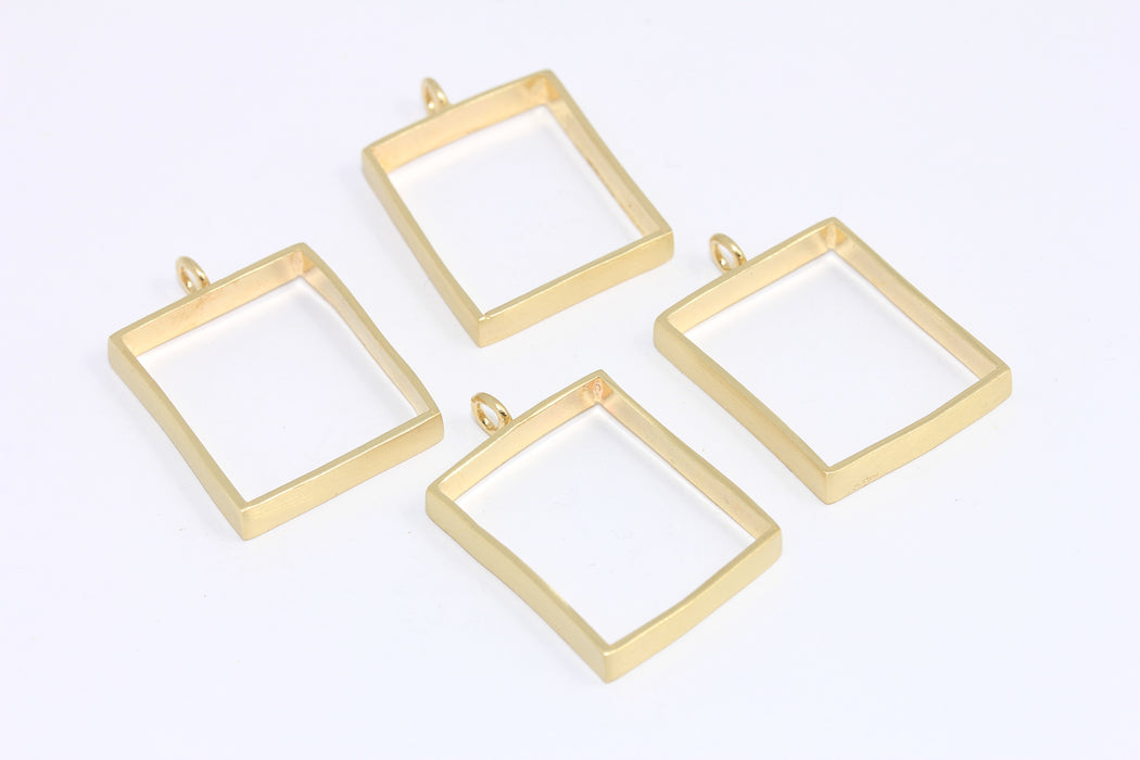 20x24mm Raw Brass Frame Charms, Square Frame Pendant Necklace, MTE688