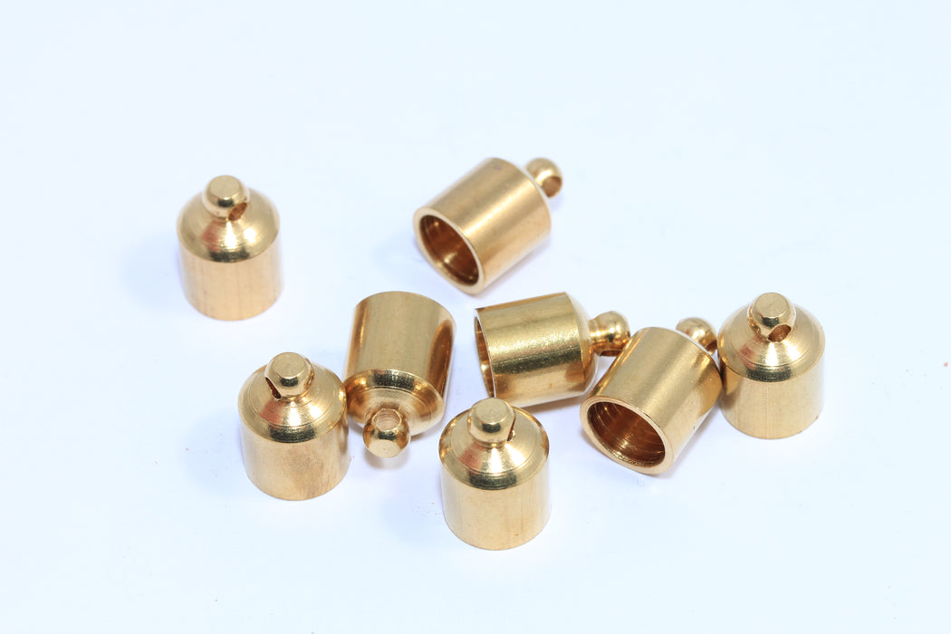 Raw Brass End Cap, Inner Size 8mm, Leather Cord End Tips, Solid End Caps, BRT737