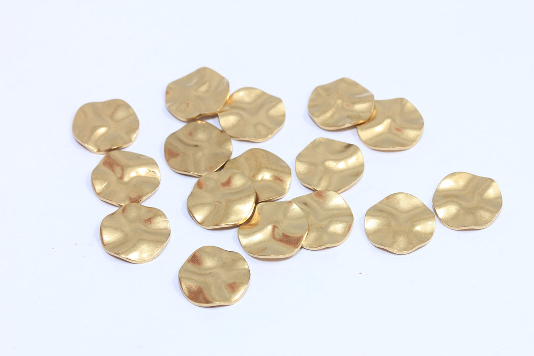 12mm Raw Brass Hammered Disc, Round Charms, Brass Coin Beads, No Hole Disc Charms, MLS809