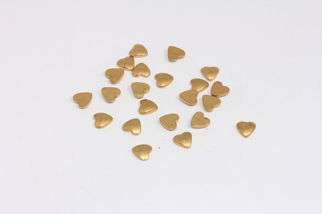 6mm Raw Brass Heart Beads, No Hole Heart Blank Beads, Puffed Heart Blank, MLS108