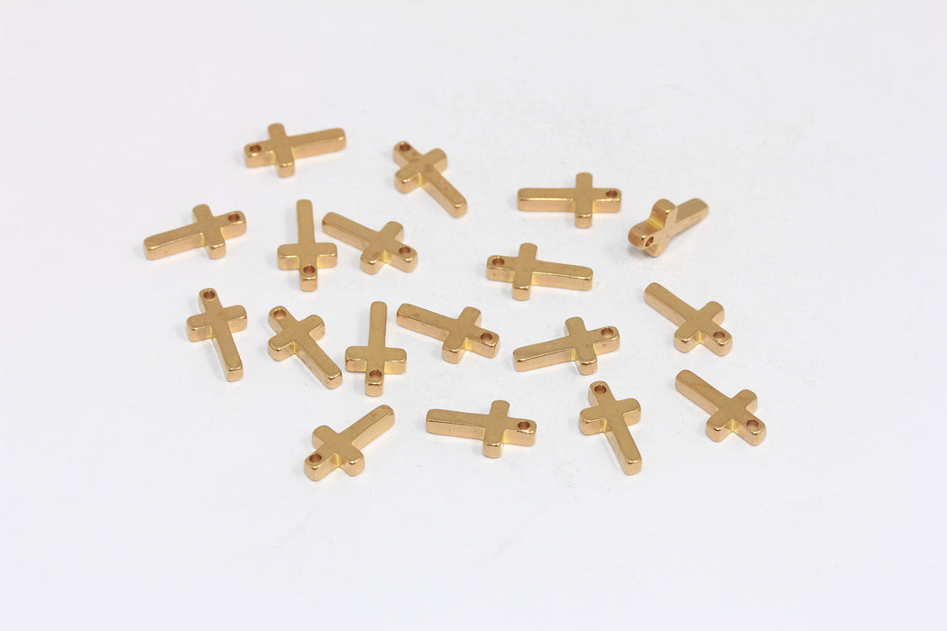 6x11mm Raw Brass Solid Cross Pendant, Cross Necklace Charms, Christian Cross Pendant, MLS52