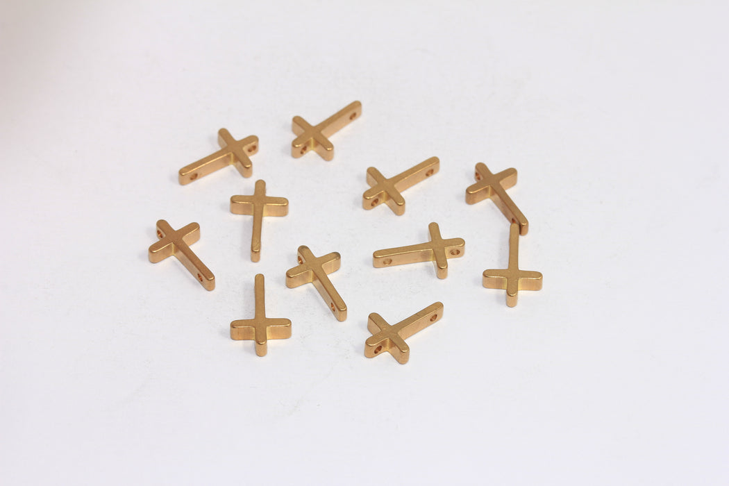 8x13mm Raw Brass Solid Cross Pendant, Cross Necklace Charms, Christian Cross Pendant, MLS330