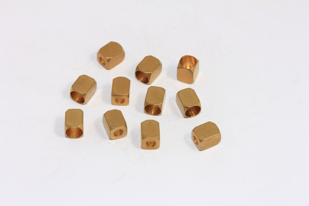 Raw Brass Cube End Cap, Solid Brass End Cap, Inner Size 5,5mm, Cord Tube End Cap, Leather Cord End Caps, NED8