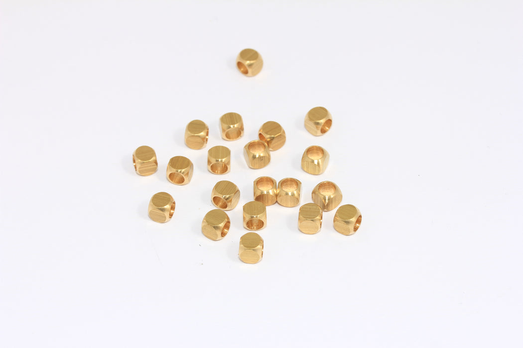 5mm Raw Brass Cube Beads, Spacer Beads, Cube Spacer Beads, Square Beads, MTE1454