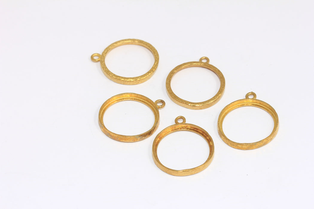 20mm Raw Brass Bezel Settings, Frame Medallion Settings, Round Settings, Frame Pendant, HLS48