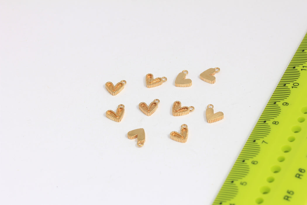 8mm Raw Brass Heart Charms, Love Necklace, Heart Bracelets, Mini Heart, Heart Pendant, Raw Brass Findings, ROSE31