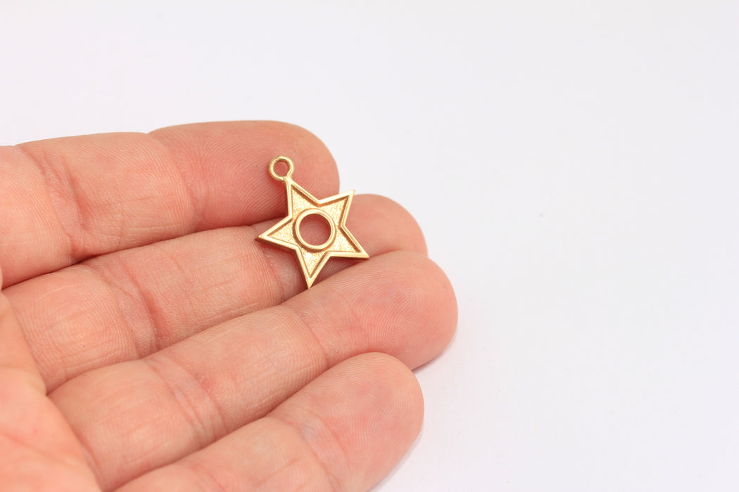 16x19mm Raw Brass Star Charms,  Star Connector, Raw Brass Stars, Star Bracelet, Bracelet Charms, Raw Brass Findings, ROSE230