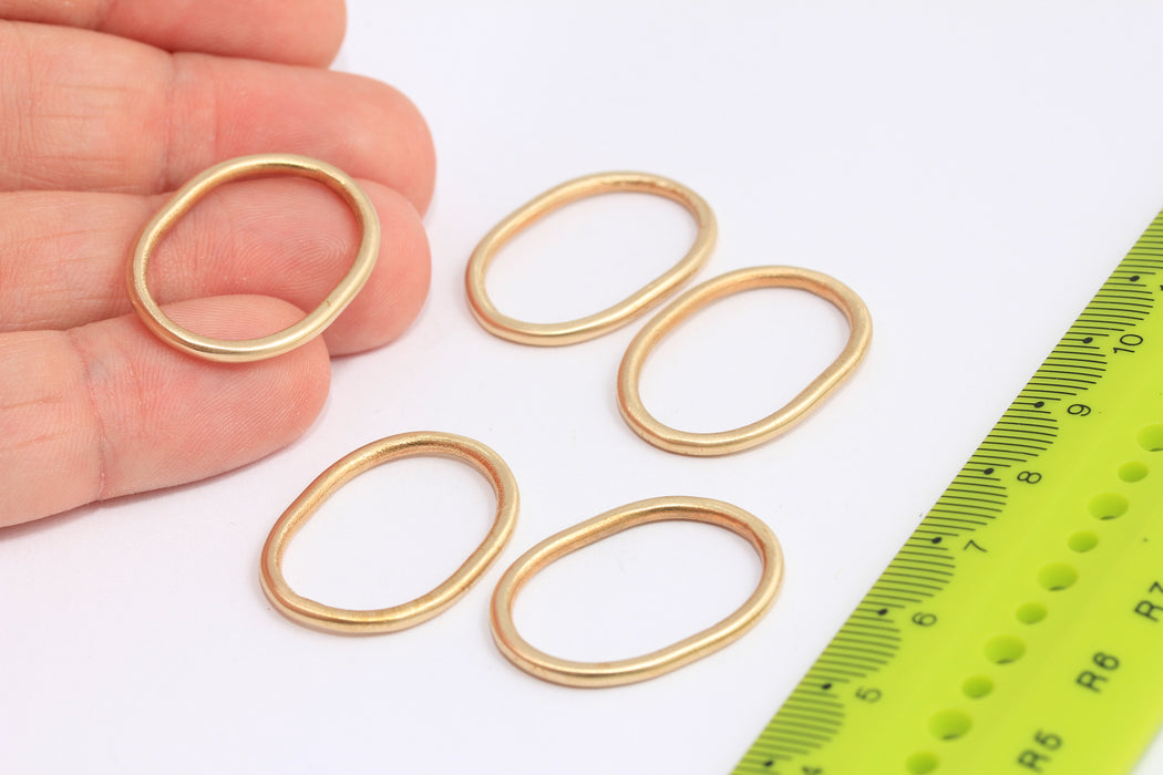 20x27mm Raw Brass Oval Ring, Connector, Closed Rings, Oval Jump Rings, Brass Crimps, Oval Connectors, Raw Brass Findings,  ROSE358