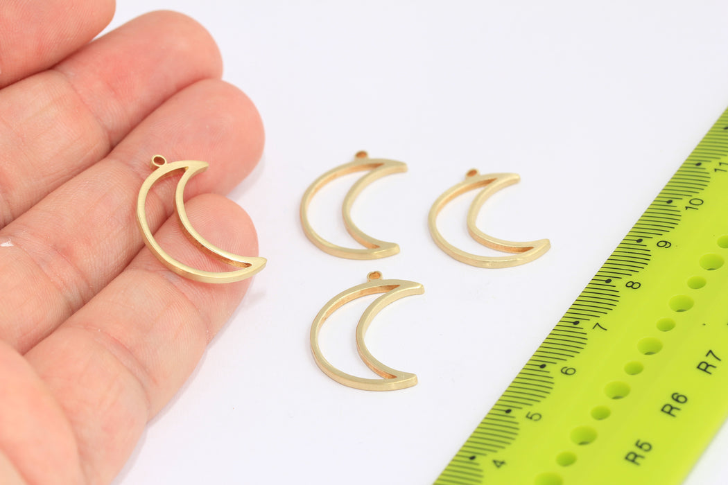 16x24mm Raw Brass Moon Charms, Crescent Moon Charm,  Raw Brass Moon, Small Moon Charm, Dainty Charms, Moon Pendant, Raw Brass, ROSE520-1