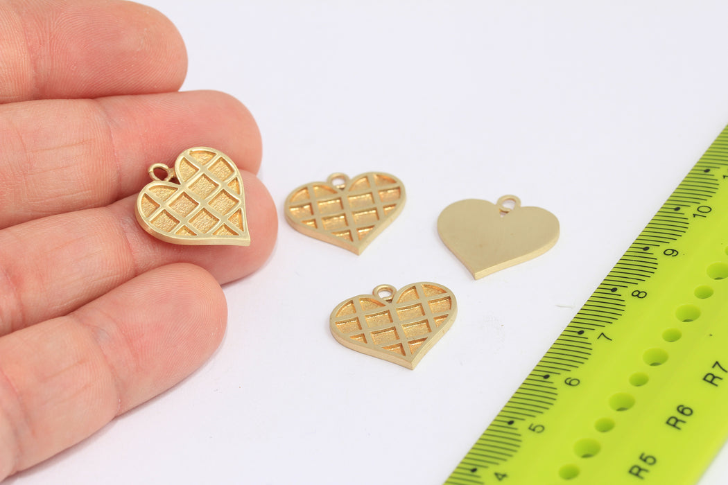 19mm Raw Brass Heart, Heart Pendant,  Brass Heart Necklace Charms, Dainty Heart, Heart Charm, Drawn Heart, Raw Brass Findings, ROSE196