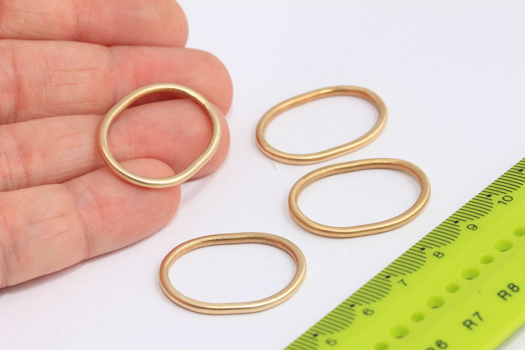 22x29mm Raw Brass Oval Ring, Connector, Closed Rings, Oval Jump Rings, Brass Crimps, Oval Connectors, Raw Brass Findings,  ROSE264