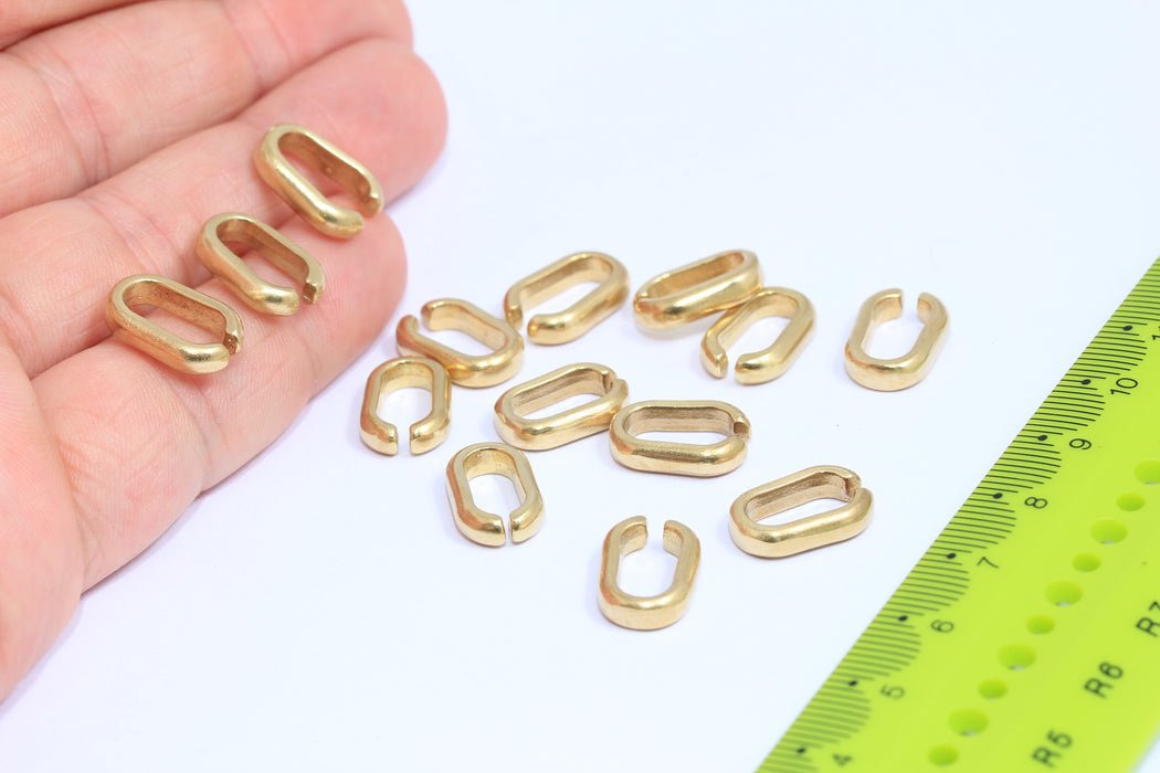 10x15mm Raw Brass Oval Ring, Connector, Open Rings, Oval Jump Rings, Brass Crimps, Oval Connectors, Raw Brass Findings,  ROSE145-2