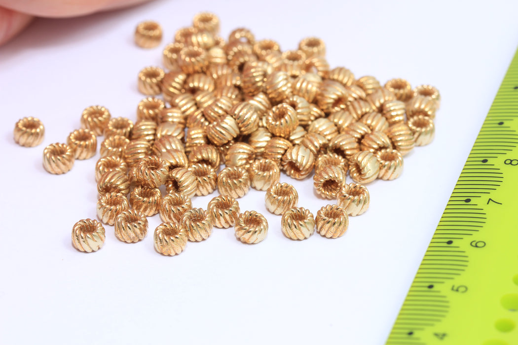 5mm Raw Brass Spacer Beads, Brass Spacers, Rondelle Beads, Round Brass Beads, Connector Beads, Raw Brass Findings, ROSE240