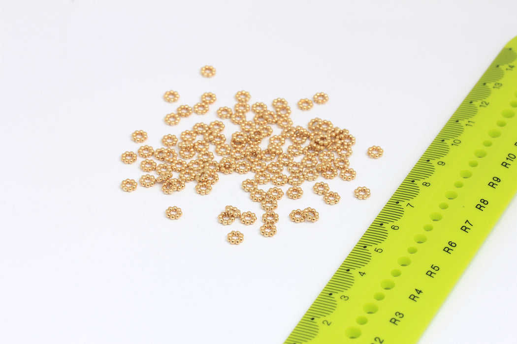 5mm Raw Brass Spacer Beads, Brass Spacers, Rondelle Beads, Round Brass Beads, Connector Beads, Raw Brass Findings, ROSE205