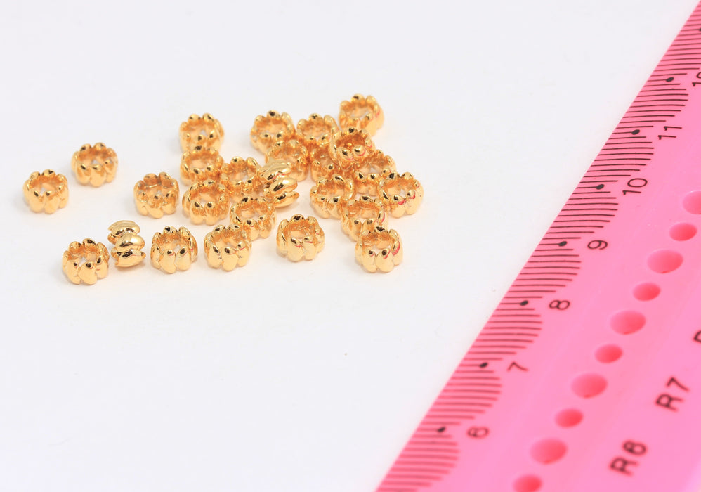 5mm 24k Shiny Gold Spacer Beads, Bracelet Rondelle Beads, SLM615