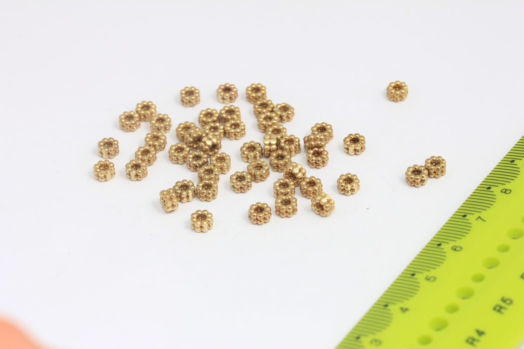 3x5mm Raw Brass Spacer Beads, Rondelle Ball Bracelet Beads, SLM1020