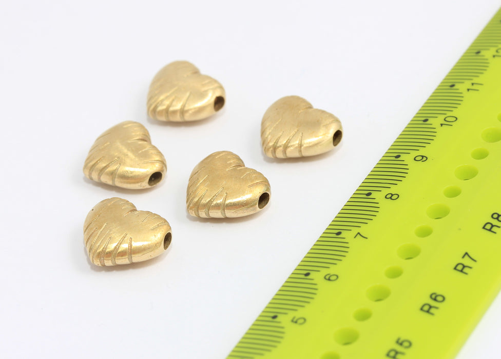 12x14mm Raw Brass Heart Charms, Heart Sliding Bracelet Beads, MTE255