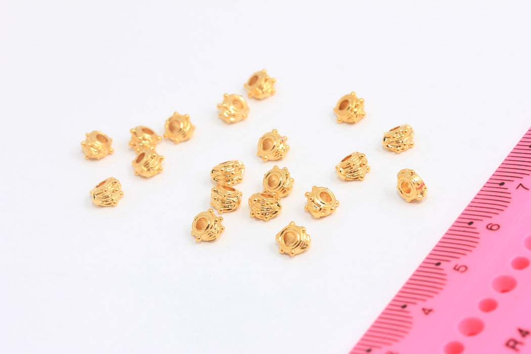 6mm 24k Shiny Gold Spacer Beads, Round Spacer Bracelet Beads, MTE774