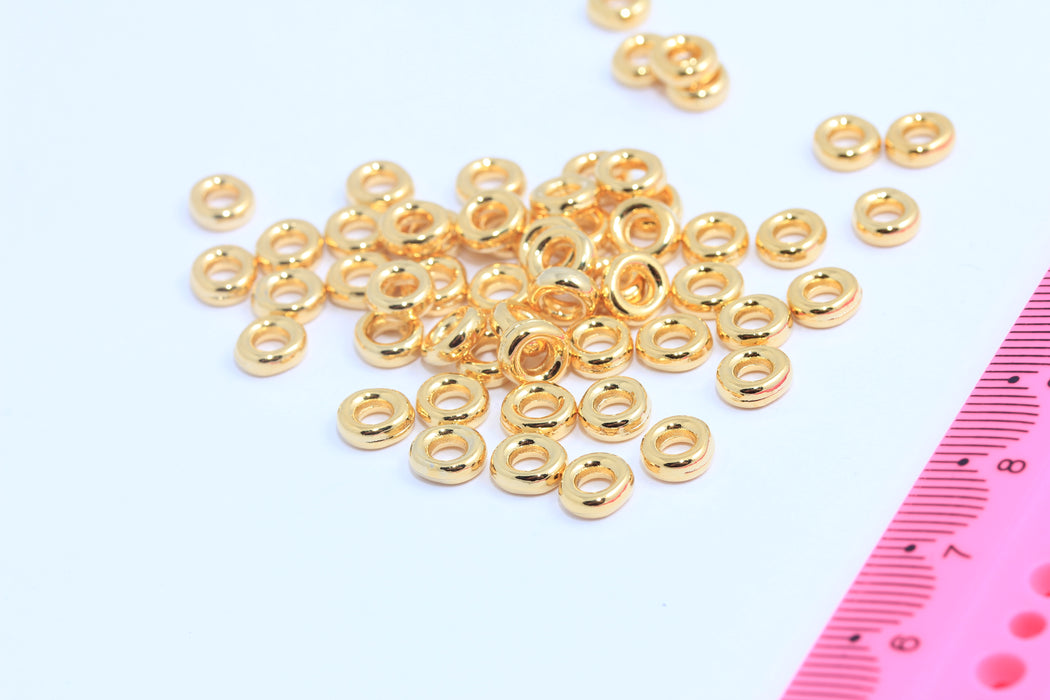 2,5x6mm 24k Shiny Gold Spacer Donut Beads, Gold Rondelle Beads, MTE1151