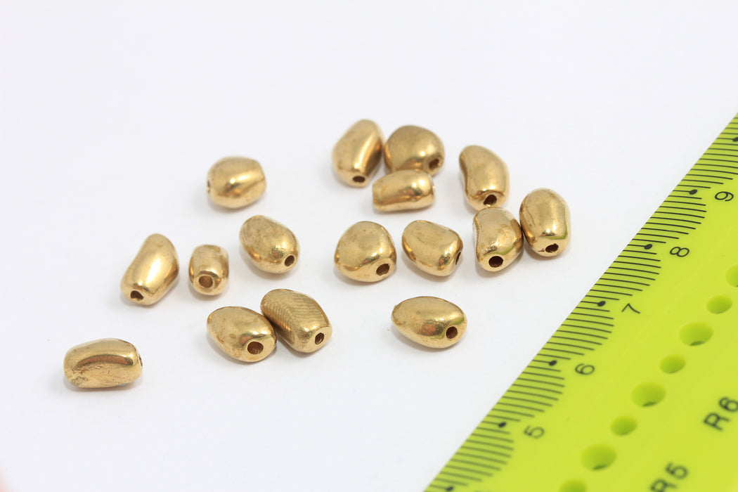 6x8mm Raw Brass Potato Spacer Beads, Irregular Shape Beads, MTE451