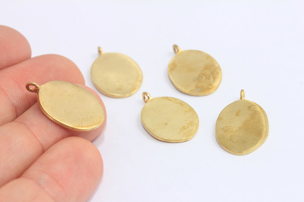 14x22mm Raw Brass Oval Coins, Brass Disc Charms, MTE555