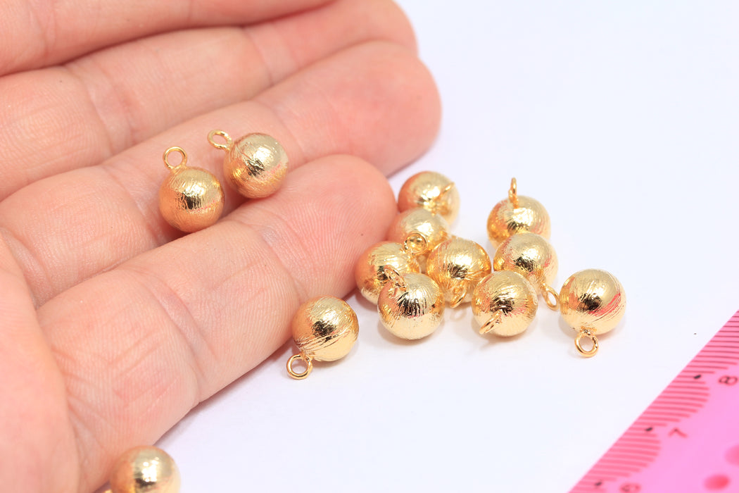 8mm 24k Shiny Gold Bracelet Ball Beads, Ball Drop Pendant, MTE103