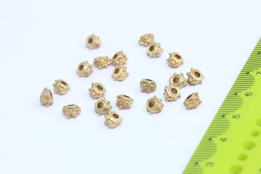 5,5mm Raw Brass Spacer Beads, Brass Ball Rondelle Beads, MTE306