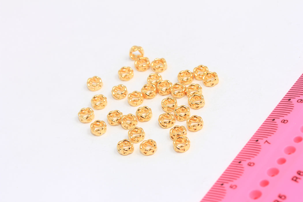 3x5,5mm 24k Shiny Gold Rondelle Beads, Braided Spacer Beads, MTE112