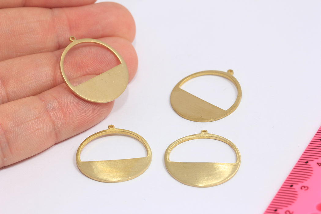 22x24mm Raw Brass Round Charms, Half Circle Medallion Charm, SLM883