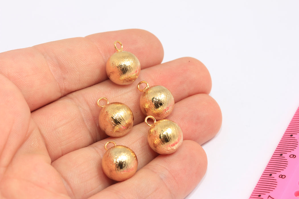 12mm 24k Shiny Gold Ball Beads, Ball Drop Pendant, MTE890