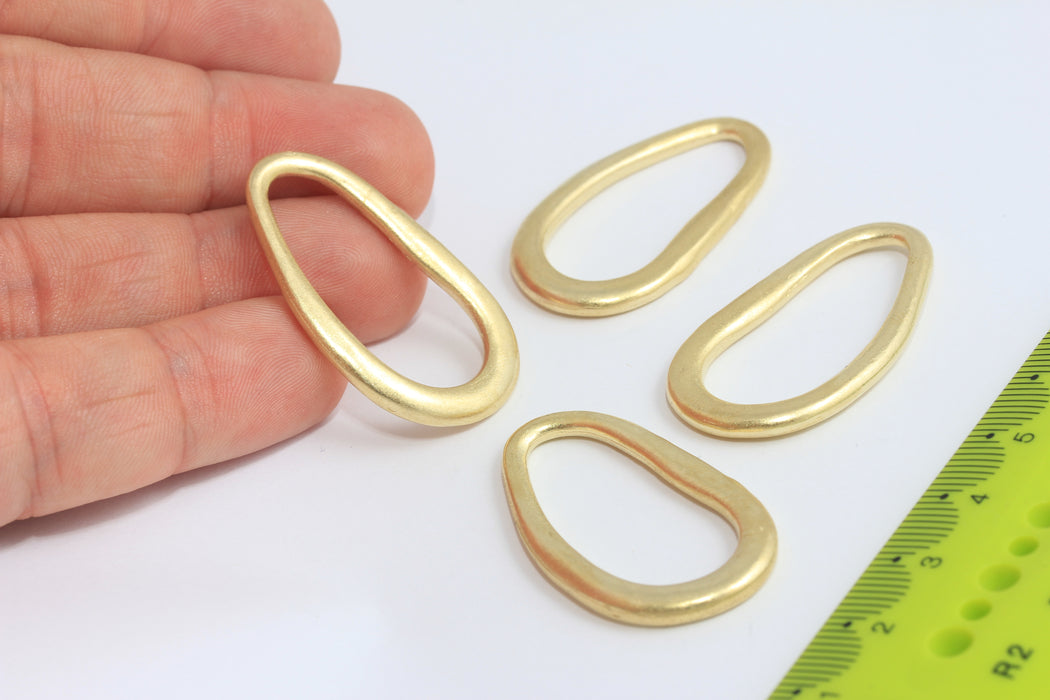 20x37mm Raw Brass Oval Charms, Irregular Shape Link Charms, MTE269