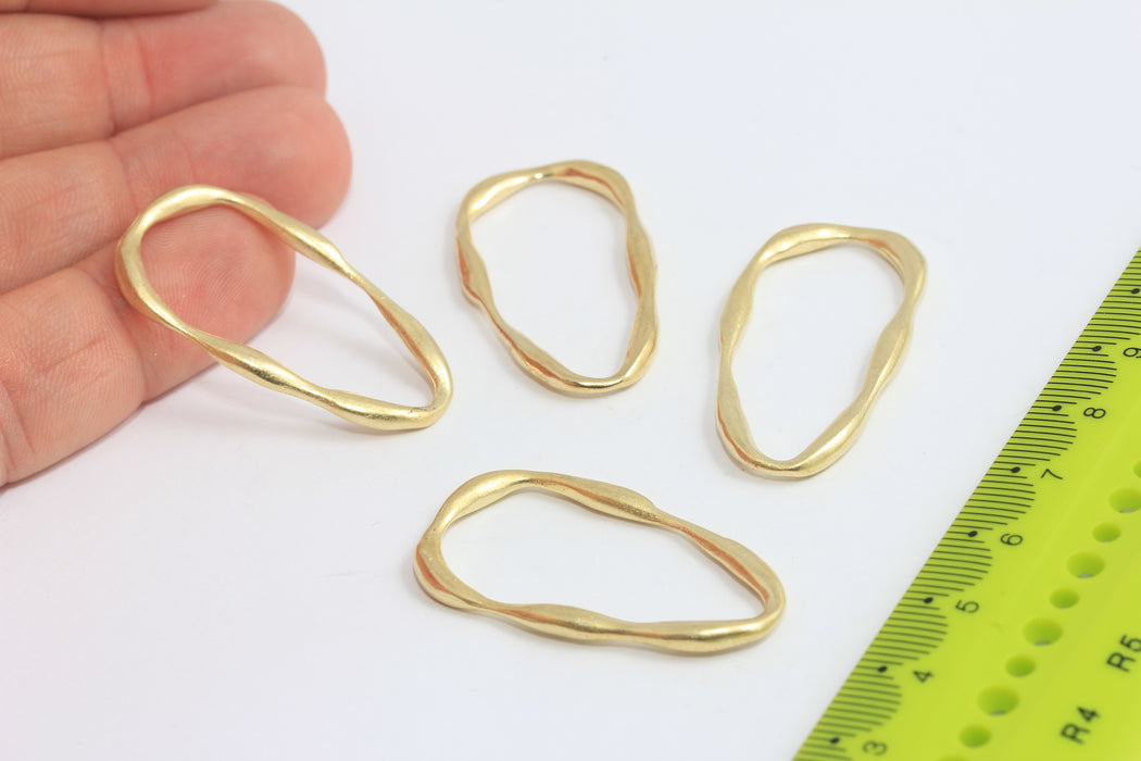 20x37mm Raw Brass Oval Charms, Irregular Shape Link Charms, MTE190