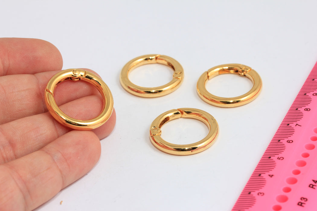 26mm 24k Shiny Gold Spring Clasp, Large Round Gold Clasp, BXB228-5