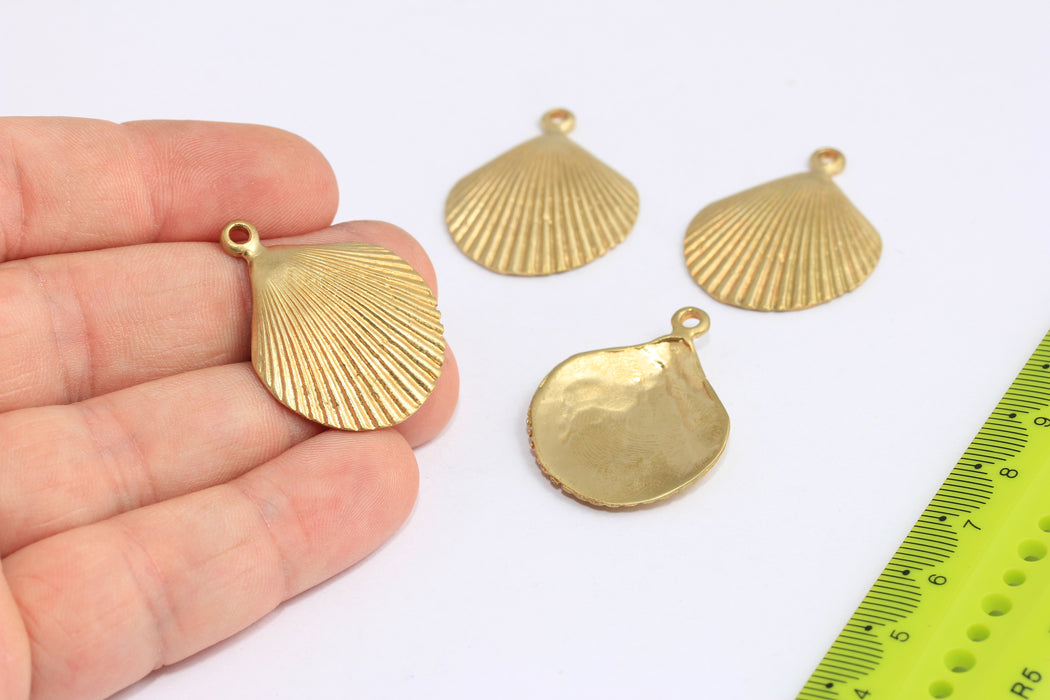 26x33mm Raw Brass Sea Shell Charms, Shell Bracelet Charms, HRN49