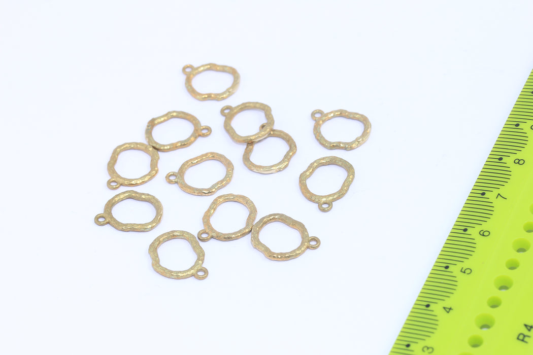 11x14mm Raw Brass Oval Charms, Hammered Oval Link Charms, XP492