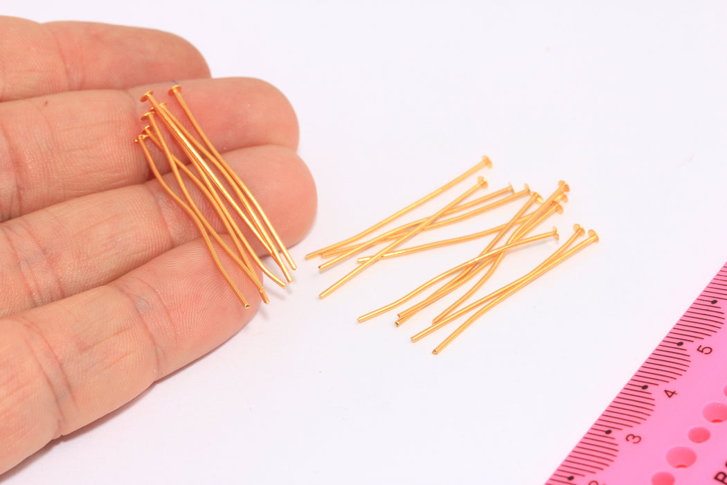 35mm 24k Shiny Gold Head Pins, Jewelry Making Head Pins, SLM123