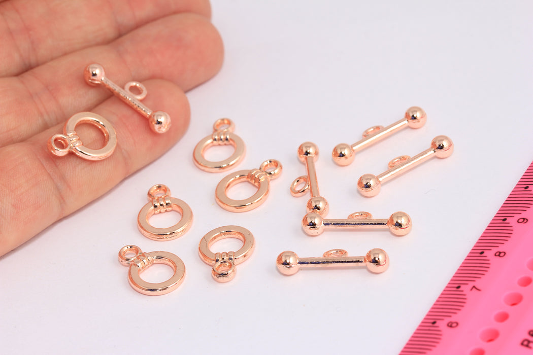 12x15mm Rose Gold Toggle Clasp, Ring T Bar, Bracelet Closure, CLO38