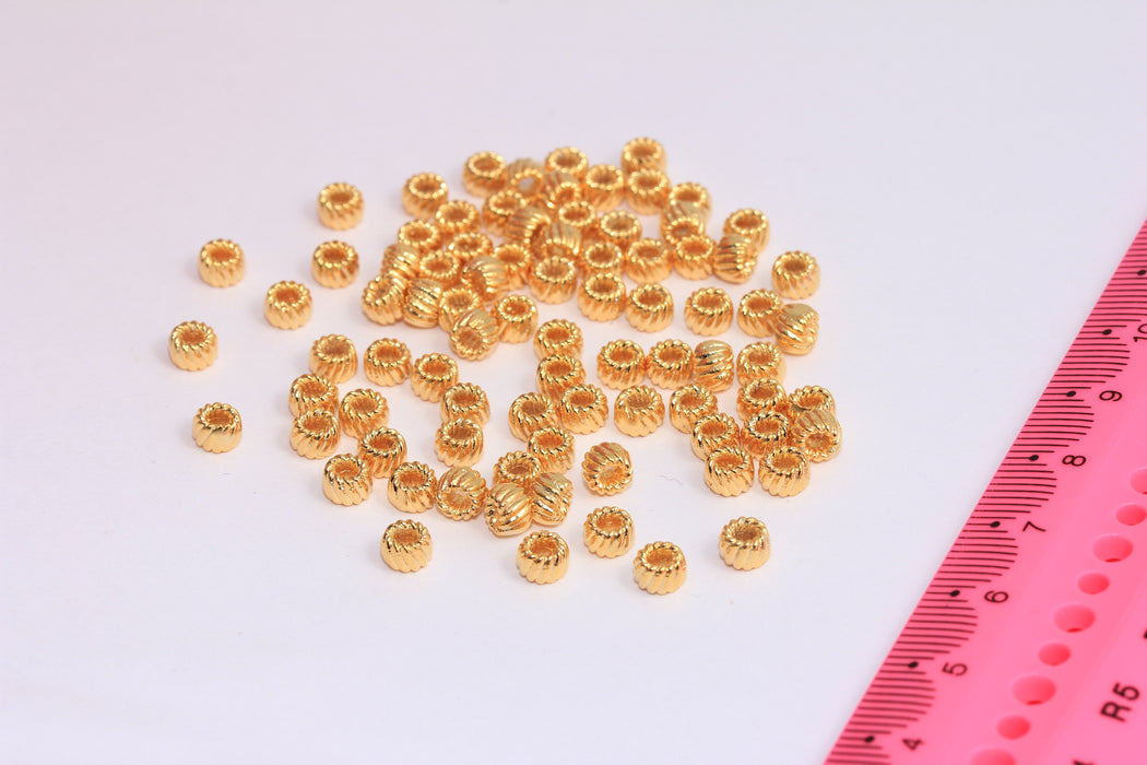 3x5mm 24k Shiny Gold Spacer Beads, Rondelle Bracelet Beads, BRT214