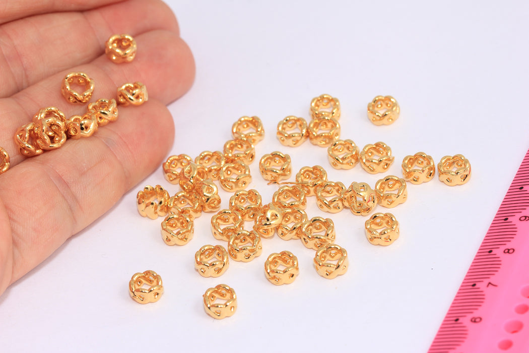 4x7mm 24k Shiny Gold Rondelle Beads, Braided Spacer Beads, BRT331