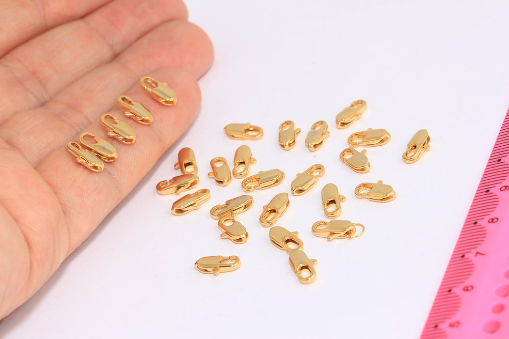 4x10mm 24k Shiny Gold Claw Clasp, Lobster Claw Clasp, BRT160