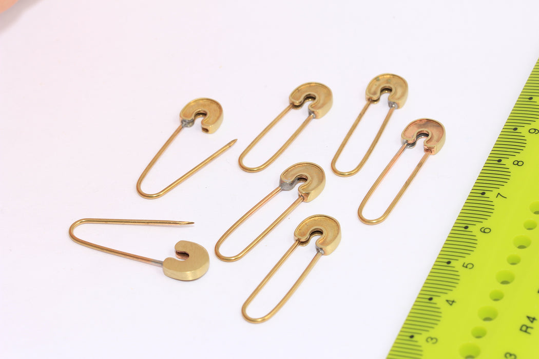 10x30mm Raw Brass Safety Pin Charm, Brass Safety Pin Earrings, CHK15-5